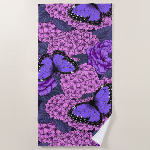 Blue morpho garden 2 beach towel