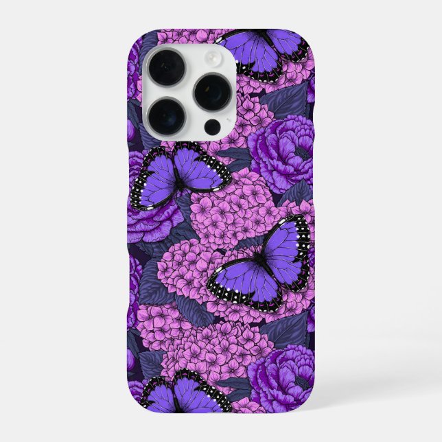 Blue morpho garden 2 iPhone case (Back)