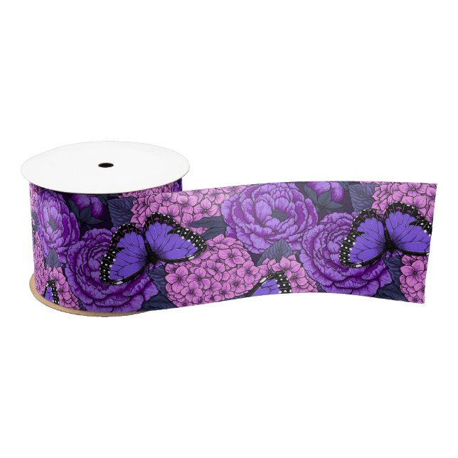 Blue morpho garden 2 satin ribbon (Spool)