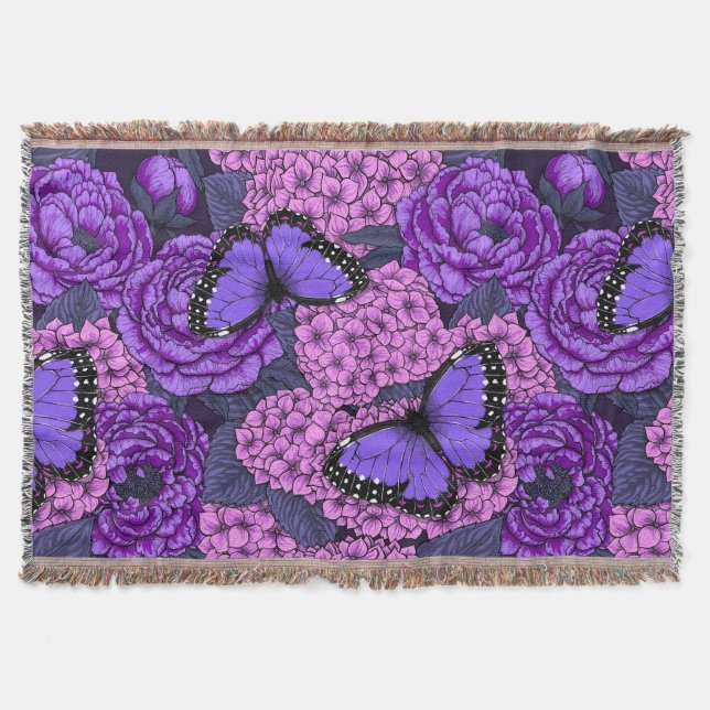 Blue morpho garden 2 throw blanket (Front)