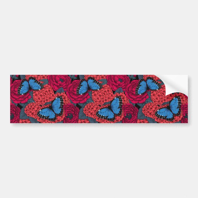 Blue morpho garden bumper sticker (Front)