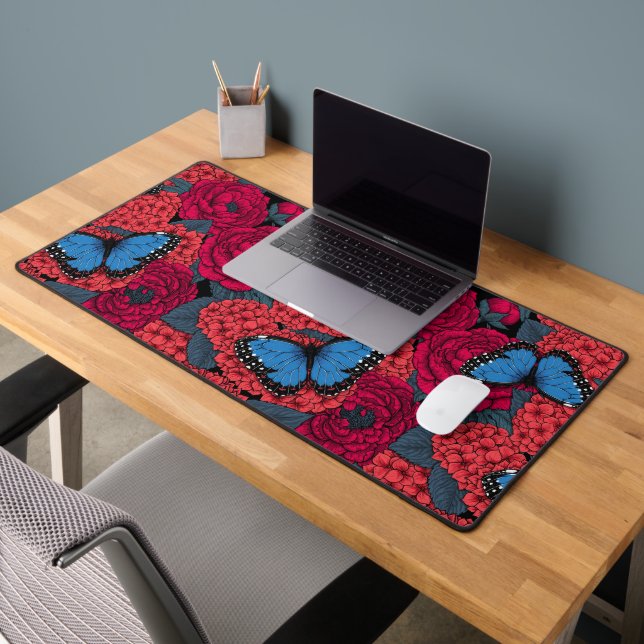 Blue morpho garden desk mat (Office 2)