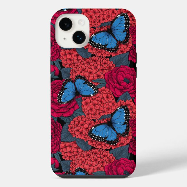 Blue morpho garden iPhone case (Back)