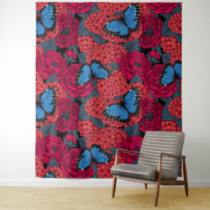 Blue morpho garden tapestry