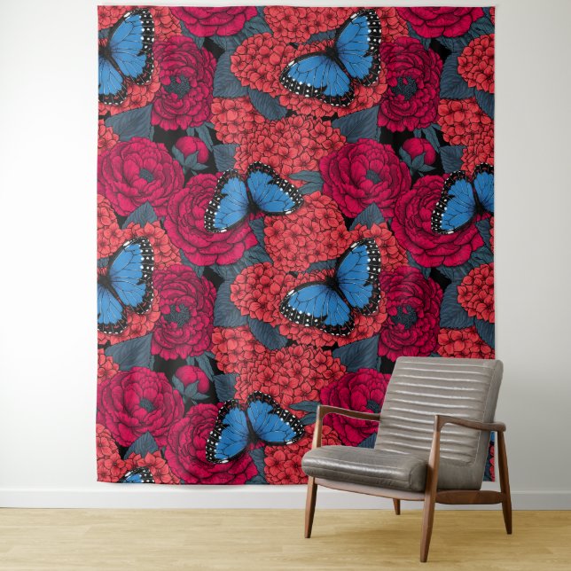 Blue morpho garden tapestry (In Situ)