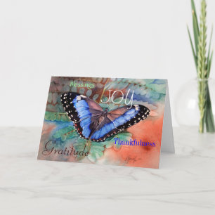 Blue Morpho Watercolor Gratitude Card