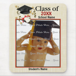 Blue Mortar and Diploma Graduation Mouse Pad