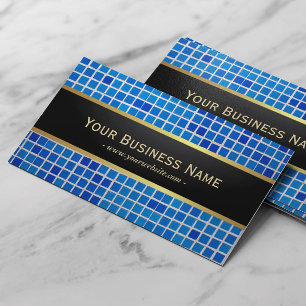 Blue Mosaic Background Dark Business Card