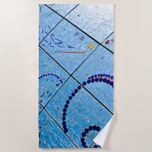 Blue Mosaic Beach Towel (Front)