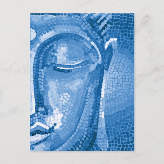 Blue Mosaic Buddha Face Postcard (Front)