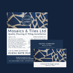 Blue Mosaic, Floorer, Tile Installer Business Card
