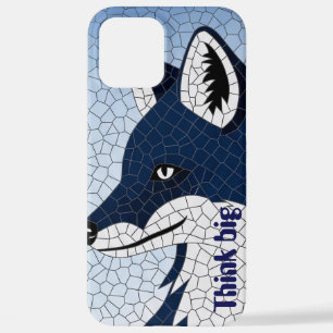Blue Mosaic Fox Think Big Geometric Pattern iPhone 12 Pro Max Case