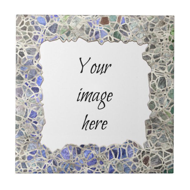 Blue Mosaic Frame Ceramic Tile (Front)