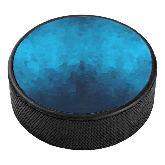 Blue Mosaic Geometric Pattern Hockey Puck (3/4)