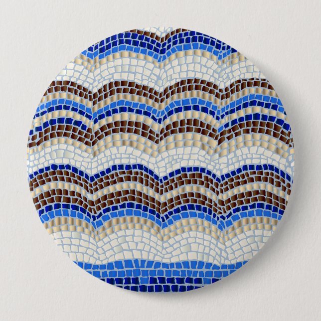 Blue Mosaic Huge Round Button (Front)