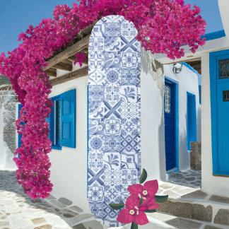 Blue Mosaic Mediterranean Tile Skateboard