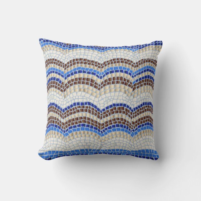 Blue Mosaic Outdoor Throw Pillow 16'' x 16'' (Front)