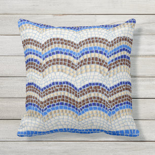Blue Mosaic Outdoor Throw Pillow 16'' x 16''