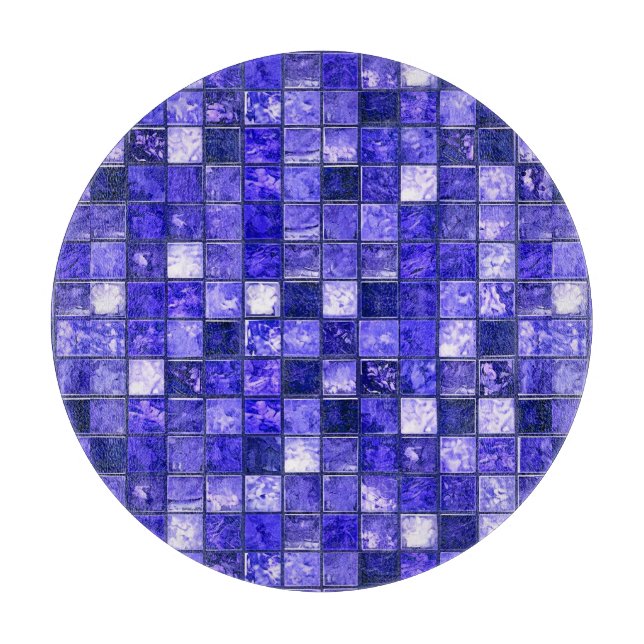 Blue mosaic pattern cutting board (Front)