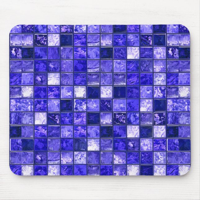 Blue mosaic pattern mouse pad (Front)