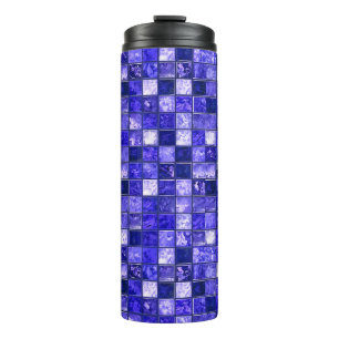 Blue mosaic pattern thermal tumbler