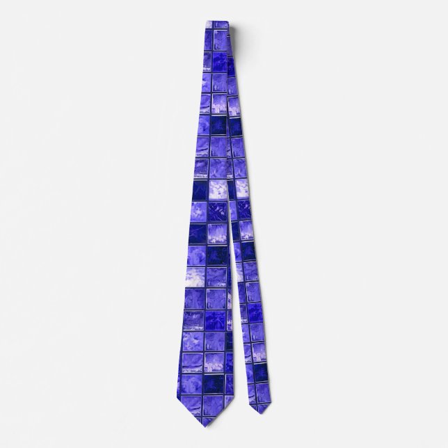 Blue mosaic pattern tie (Front)