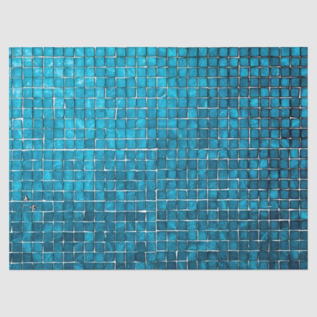 Blue mosaic pattern tissue paper (Front)