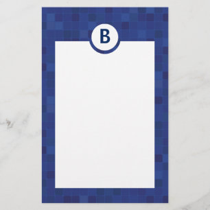 Blue mosaic pixel stationery paper