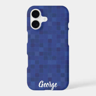 Blue mosaic pixelated design iPhone case.