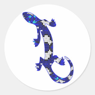 Blue Mosaic Snake Skin Lizard Classic Round Sticker