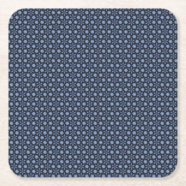Blue Mosaic Square Paper Coaster (Front)