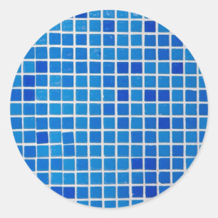 Blue Mosaic Tile Classic Round Sticker