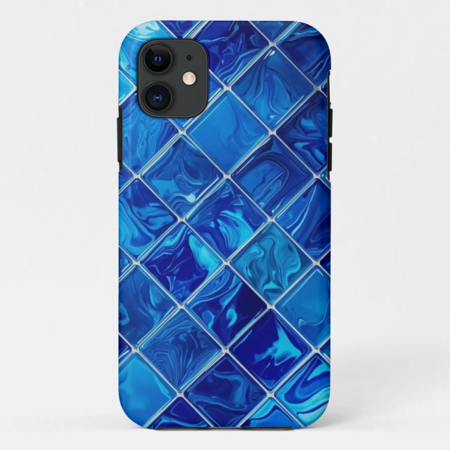 Blue Mosaic Tile Pattern Mobile Case (Back)