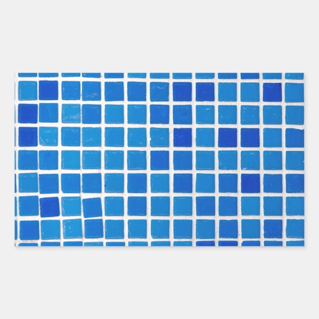 Blue Mosaic Tile Rectangular Sticker (Front)