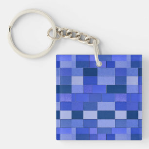 Blue mosaic tiles key ring