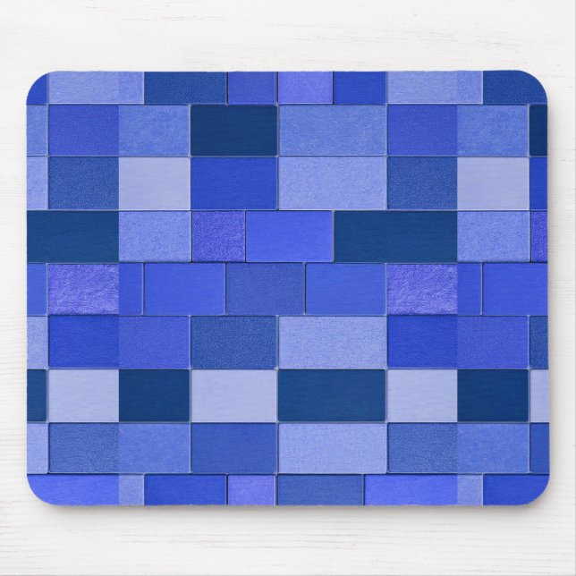 Blue mosaic tiles mouse pad (Front)