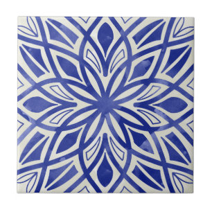 Blue Mosaic Watercolor Pattern ceramic tile