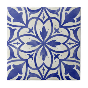 Blue Mosaic Watercolor Pattern ceramic tile