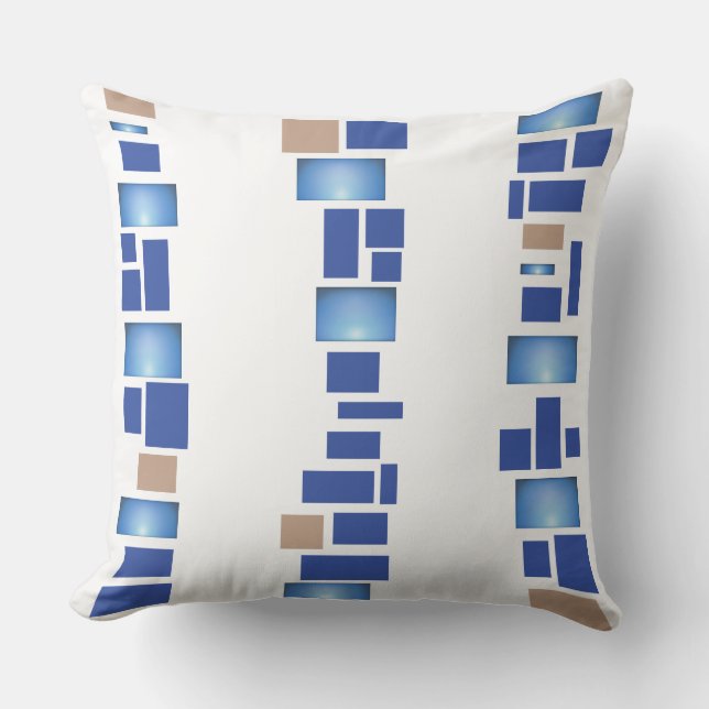 BLUE MOSIAC TILES DESIGN Retro Throw Pillow (Front)