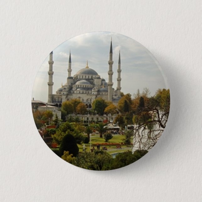 Blue Mosque 6 Cm Round Badge (Front)