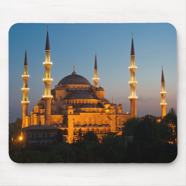 Blue Mosque at twilight Mousepad (Front)