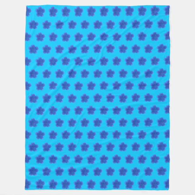 Blue Moss Rose Flower Seamless Pattern on Fleece Blanket (Front)