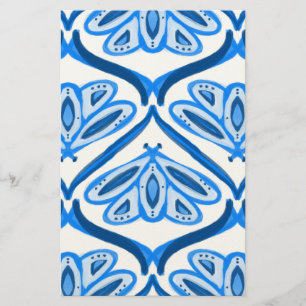 Blue Moth Butterfly Watercolor Looks White Pretty Stationery