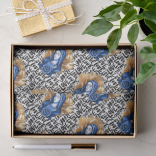 Blue Mother Mary Rose Love Wedding Baptism Gifts Tissue Paper