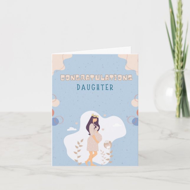 Blue Mother's Day Card For Pregnant Daughter (Front)