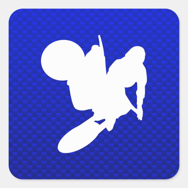 Blue Motocross Whip Square Sticker (Front)