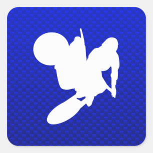 Blue Motocross Whip Square Sticker