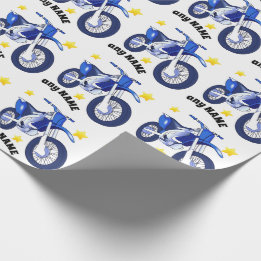 Blue Motorcycle and Custom Message Wrapping Paper