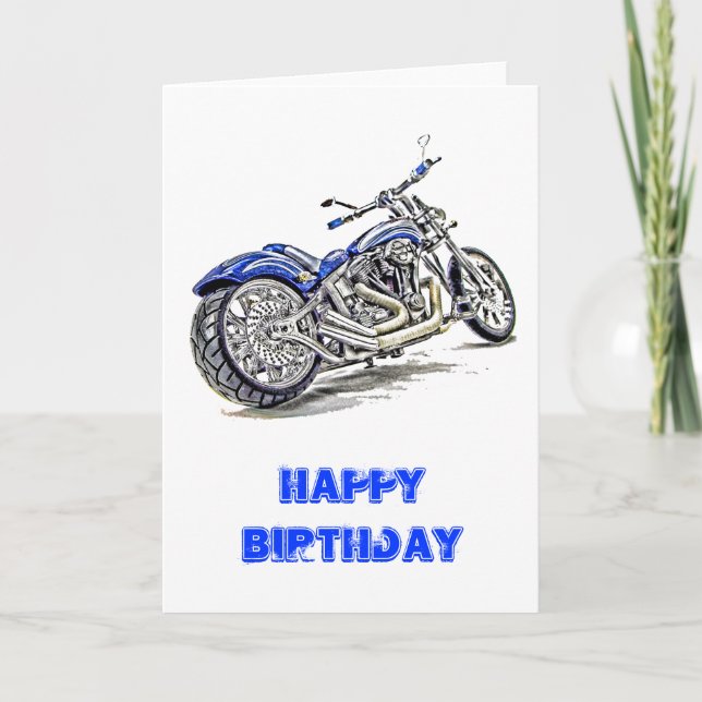 Blue Motorcycle HDR Card (Front)