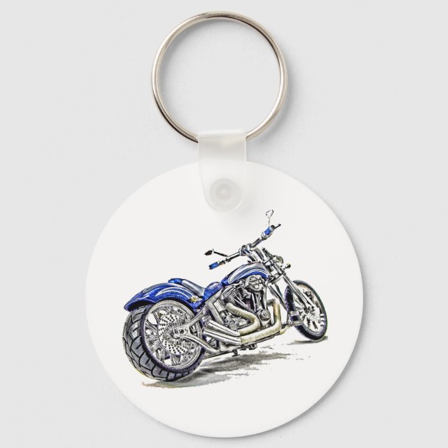 Blue Motorcycle HDR Key Ring (Front)